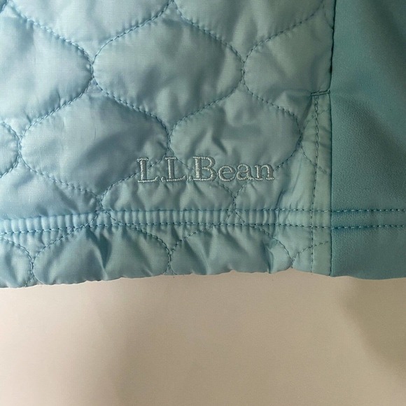LL Bean Women Quilted Puffer Vest Medium Sleeveless Full Zip Blue Jacket Stretch - Picture 4 of 7